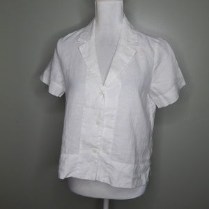 Everlane Women White Linen Notch Shirt SZ 0